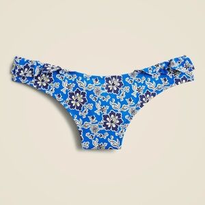 J.Crew Floral Ruffle Low Rise Bkini Bottom, Small, Blue